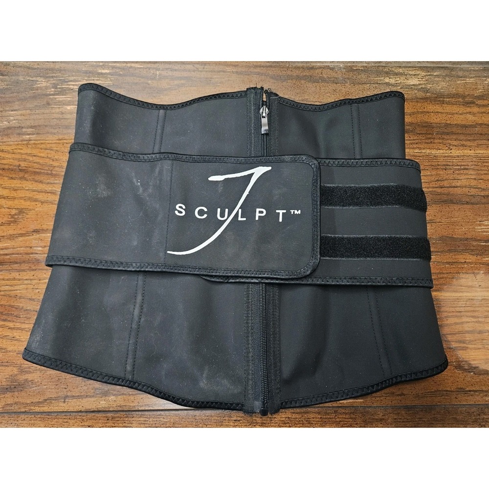 J Sculpt Waist Trainer Shapewear Black XXL Plus Size Zipper Adjustable‎ Belt